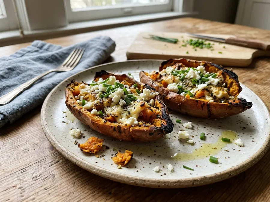 Barques de Patates Douces aux Herbes et Feta